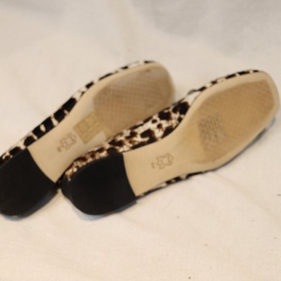 Tory Burch Leopard Print Loafers Size 5 - Calf Hair Apron Toe Ballet Flats - Picture 9 of 10